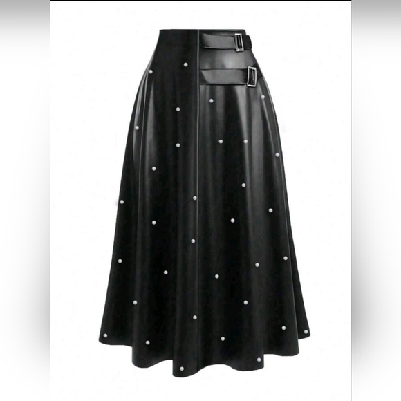 Brand new faux leather pearl midi skirt - Picture 1 of 8
